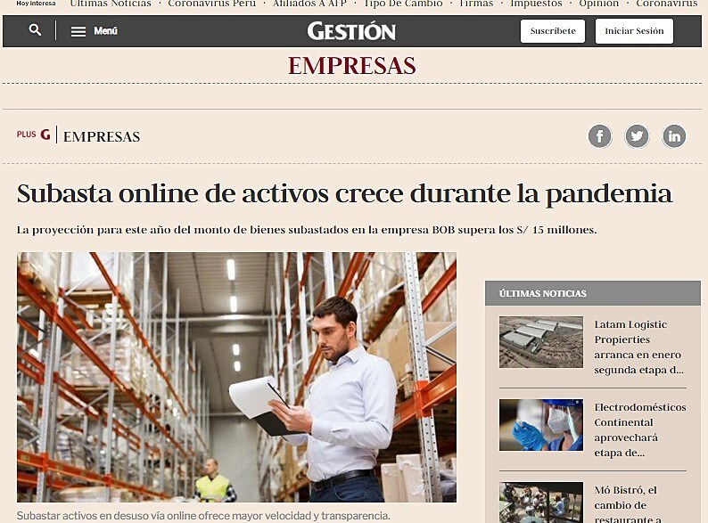 Subasta online de activos crece durante la pandemia